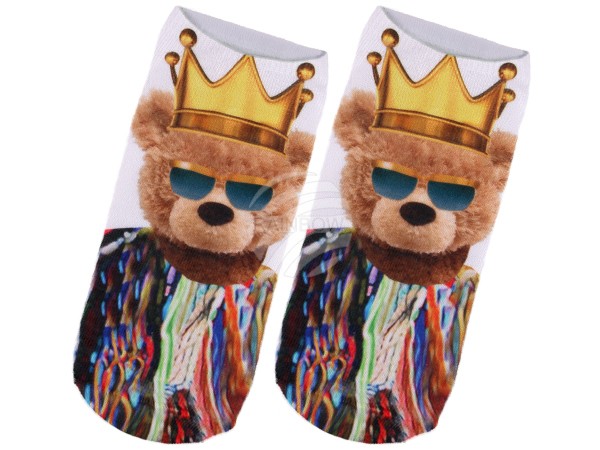 SO-107 Motiv Socken Design:König Teddy Farbe: mehrfarbig