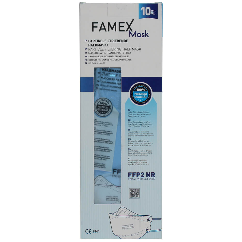 AM-1001 Famex Fisch FFP2 Atemschutzmaske Mundschutz Atemmaske Fischform Farbe: hellblau