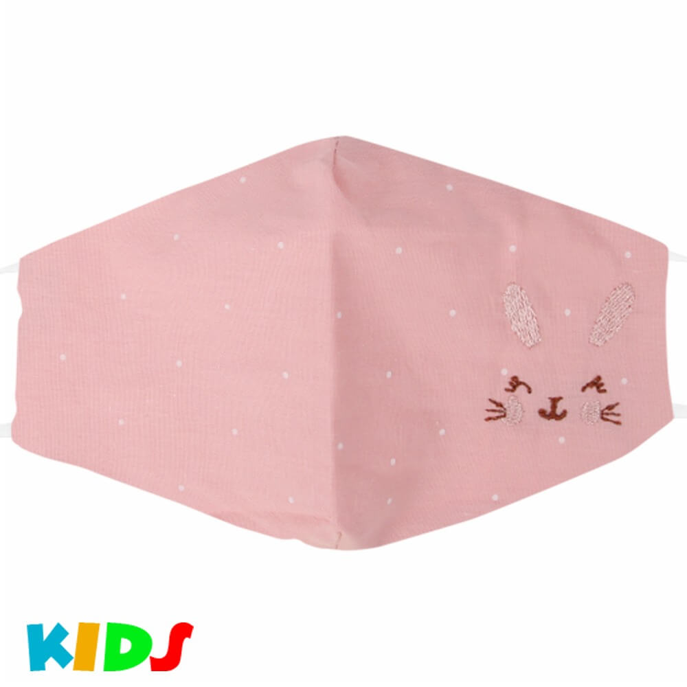 AMK-113 bedruckte Kindermasken mit Druck pastell rosa Hase Kaninchen lustig süß