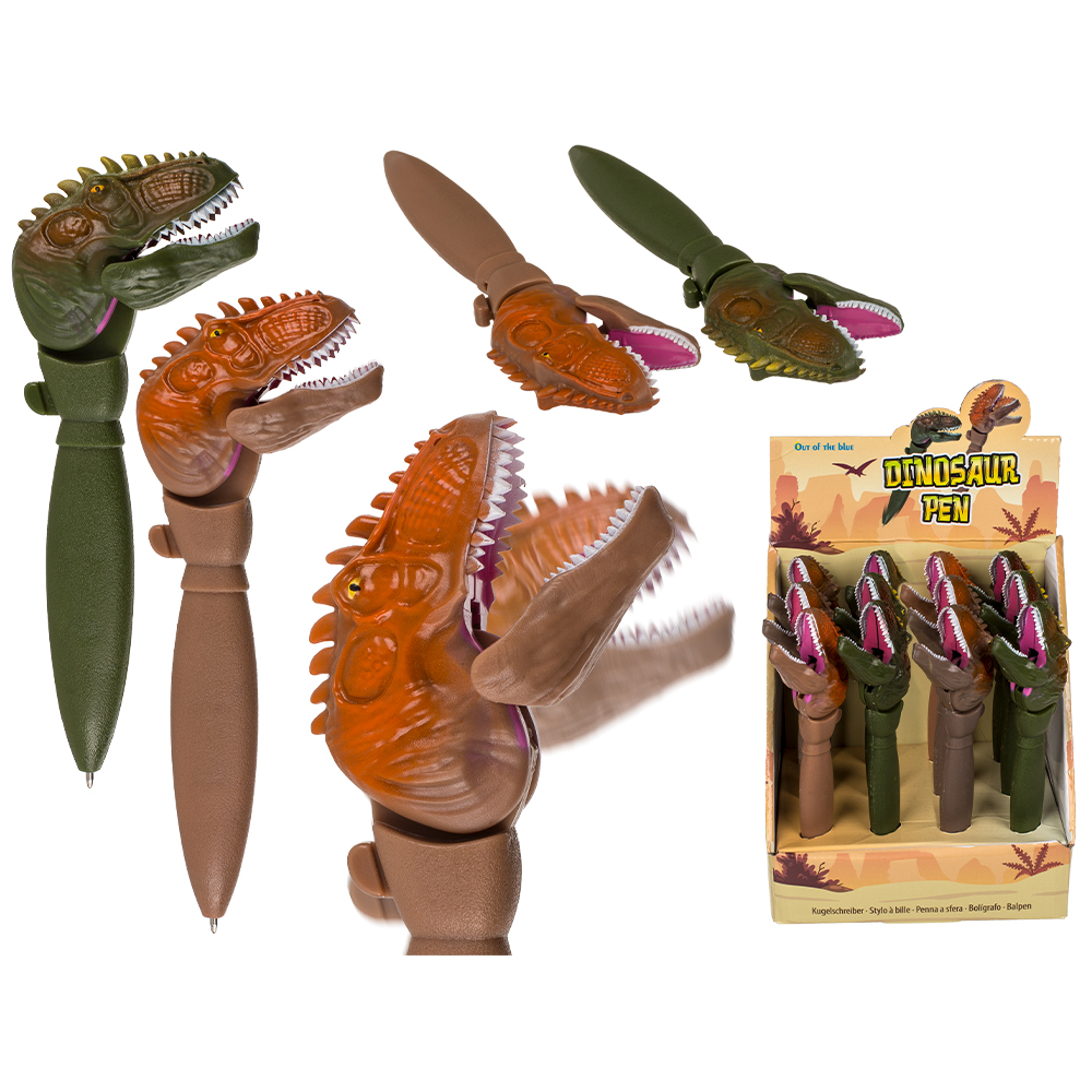 29-2844 Kugelschreiber, Dinosaurier, ca. 16,5 cm, 2-farbig sortiert, 12 Stück im Display, 2880/PAL