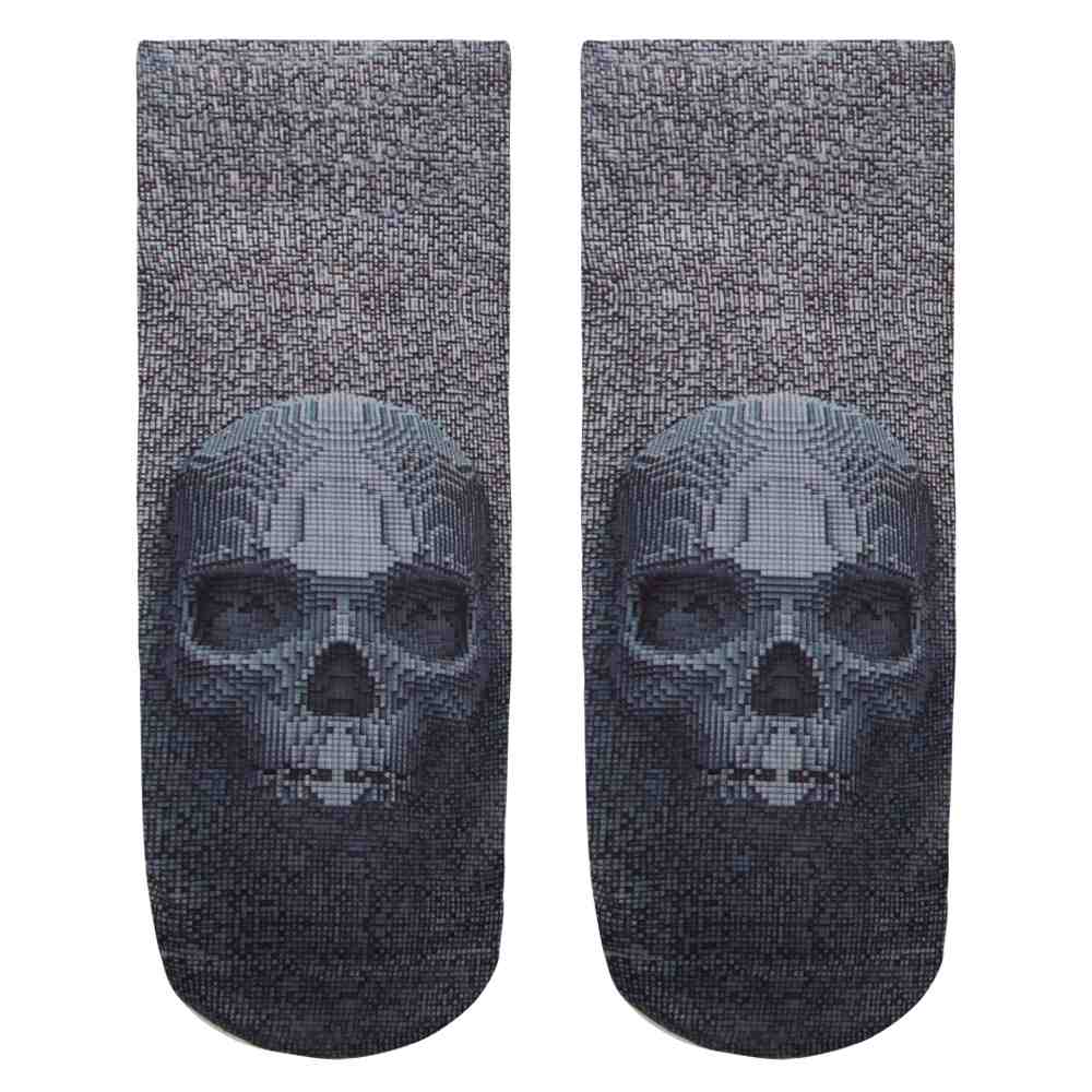 SO-L035 Motiv Socken Totenkopf Pixel grau schwarz