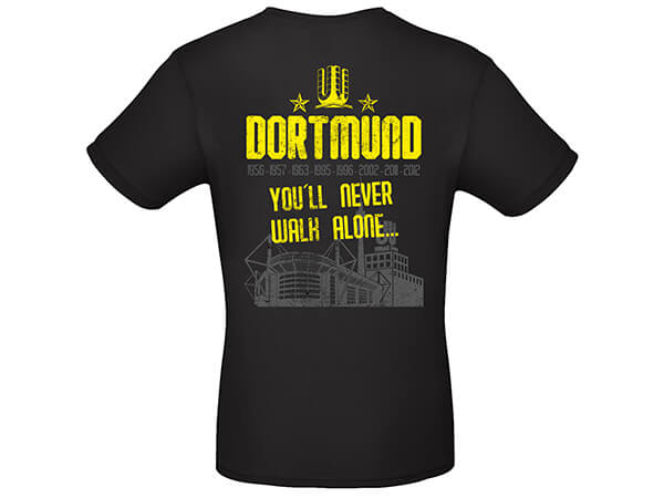 Shirt-do45 Dortmund Shirt S-XXL schwarz Schriftzug gelb "You'll never walk alone"