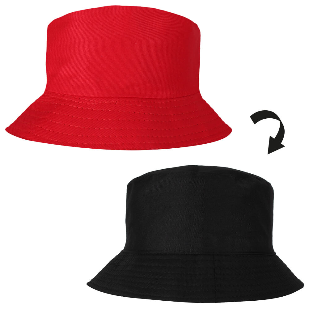 SOH-021b Bucket Hat  Wendehut Fischerhut Anglerhut Motiv: Uni rot