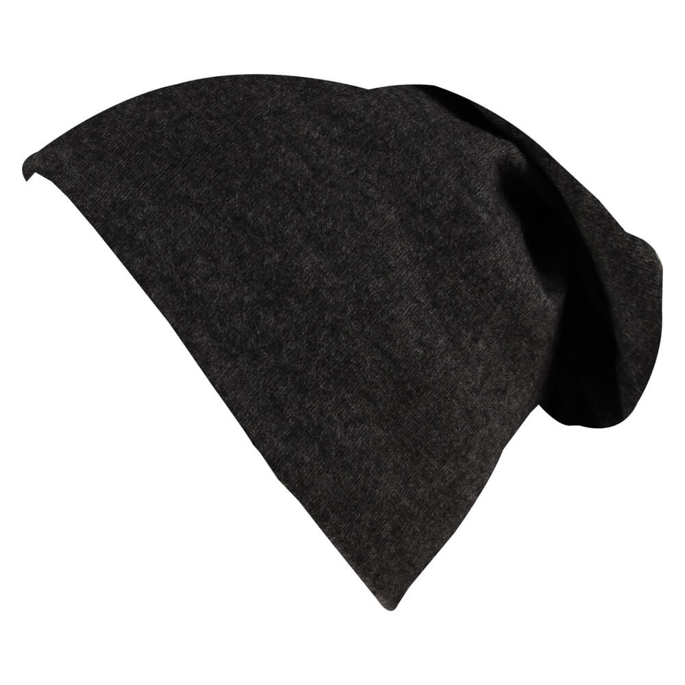 SM-443b Long Beanie Slouch Mütze grau dunkelgrau anthrazit einfarbig 