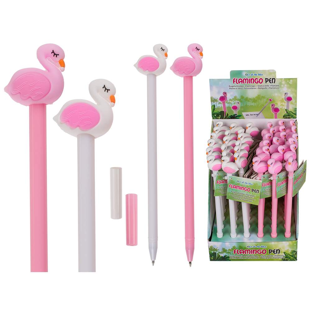 29-2922 Kunststoff-Kugelschreiber, Flamingo, ca. 18 cm, 2-farbig sortiert, 36 Stück im Display, 7920/PAL