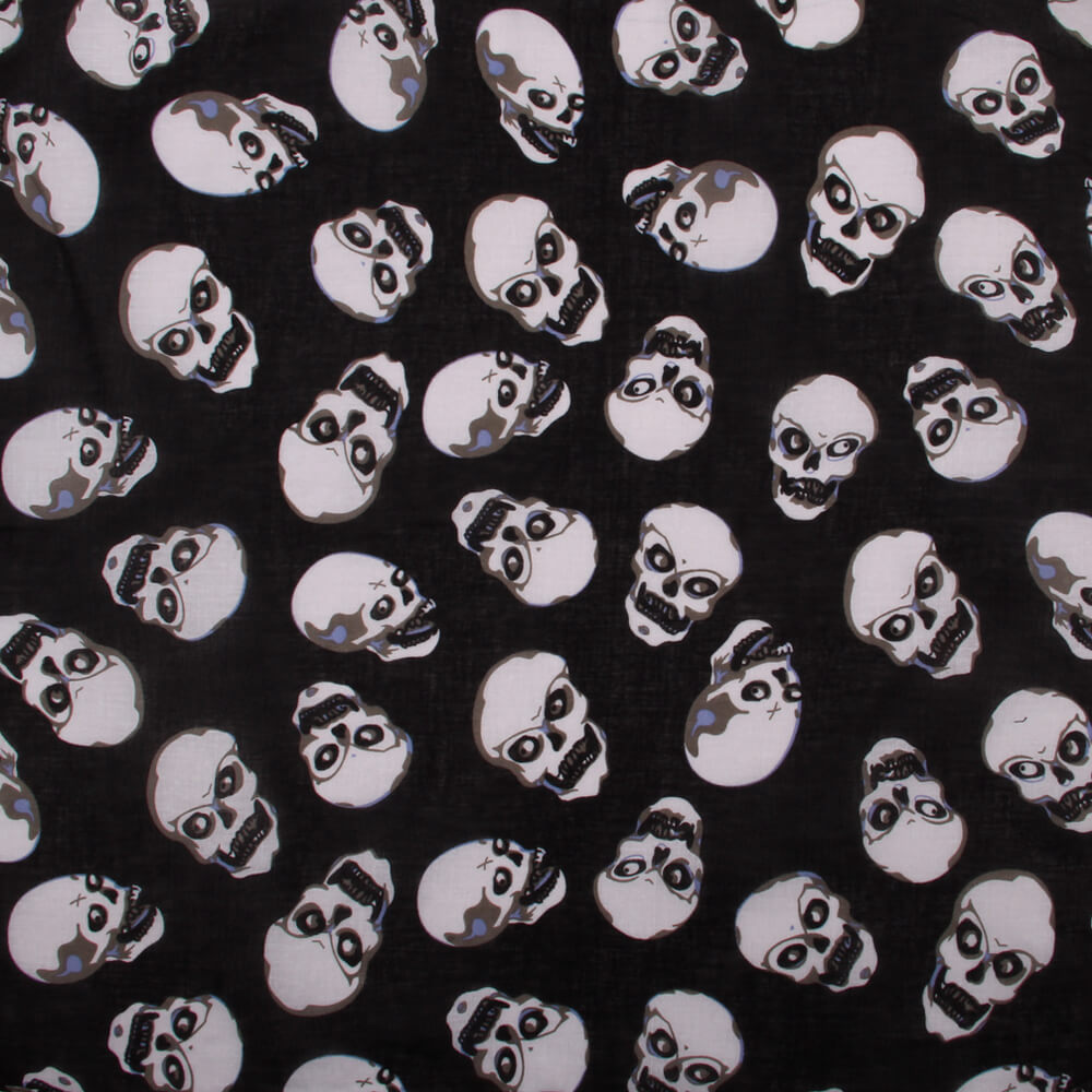 BA-018 Bandana Kopftuch Halstuch Design: Skulls, Totenköpfe Farbe: schwarz