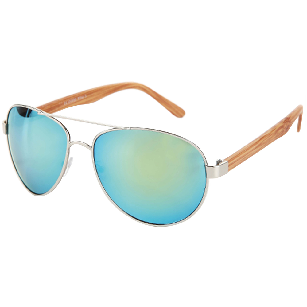 V-1296 VIPER Damen und Herren Sonnenbrille Form: Pilotenbrille Farbe: silber und gunmetal sortiert, Bügel in Holzoptik