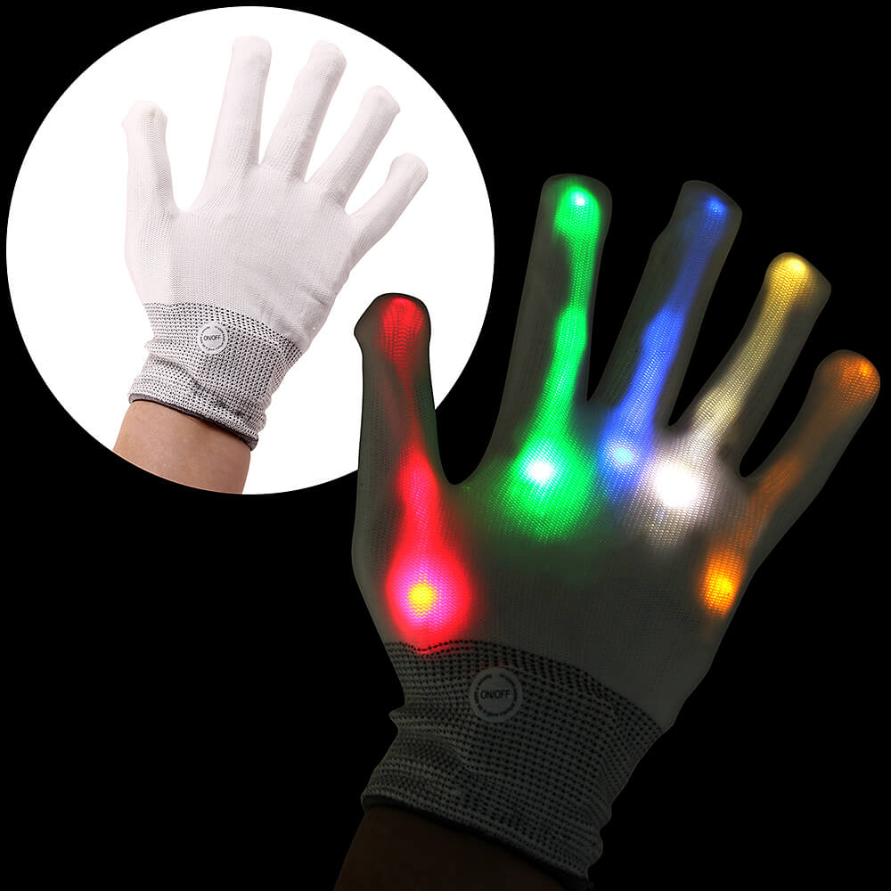 GLO-001 LED Handschuhe weiss