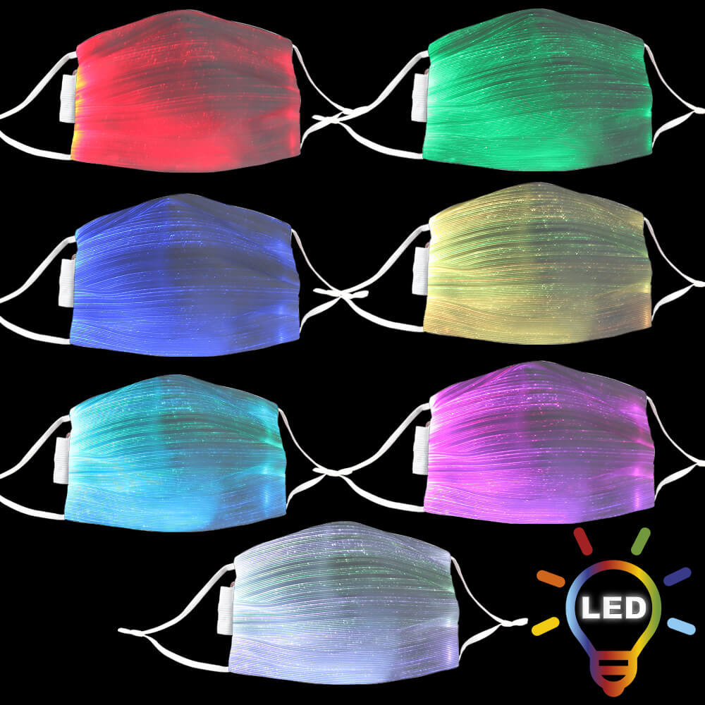 AMEL-110 Verstellbare Motivmasken Stoffmasken EL Leuchtfunktion 3 Leuchtmodi USB weiß