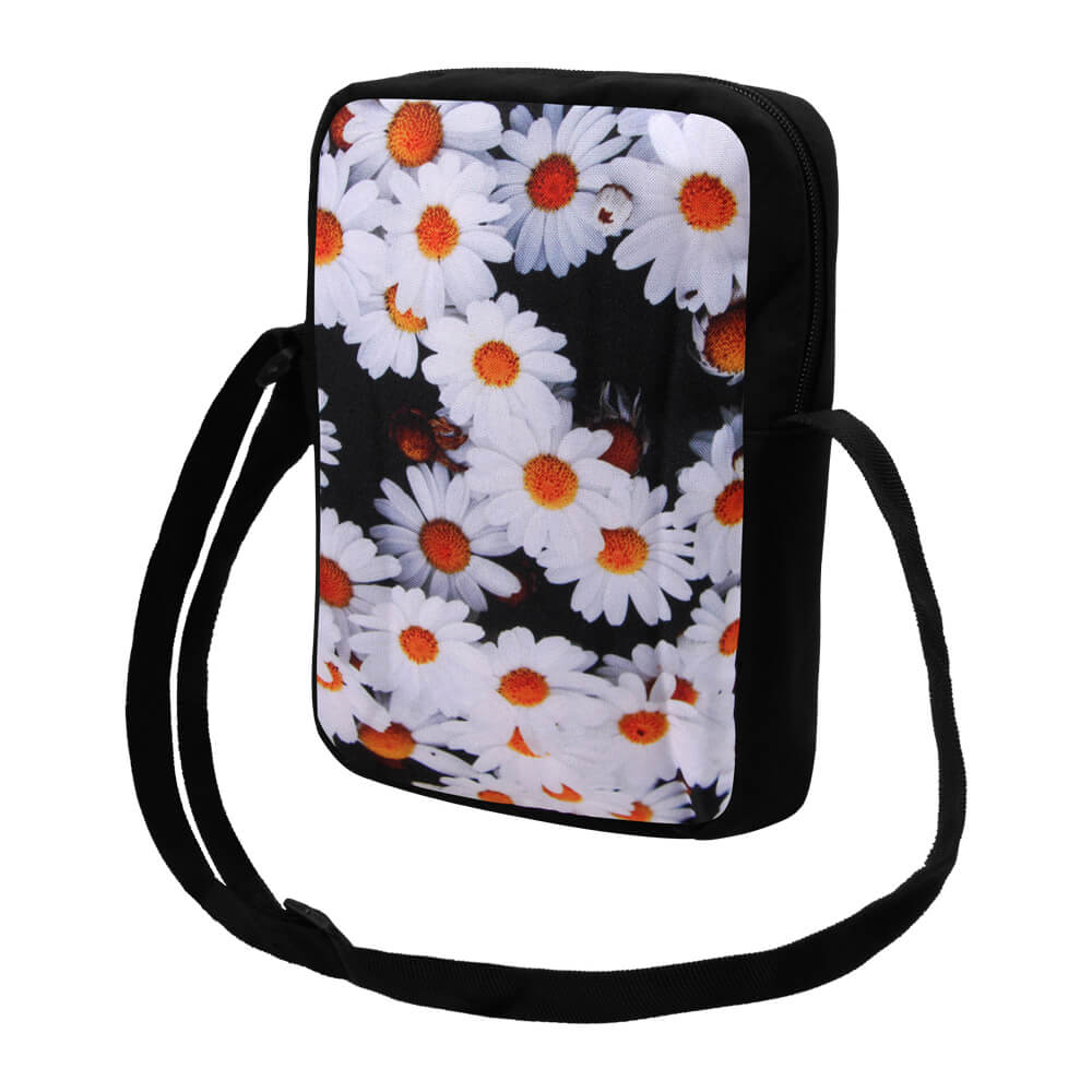 MEB-k004 Messenger Bag Tasche Umhängetasche schwarz Gänseblume