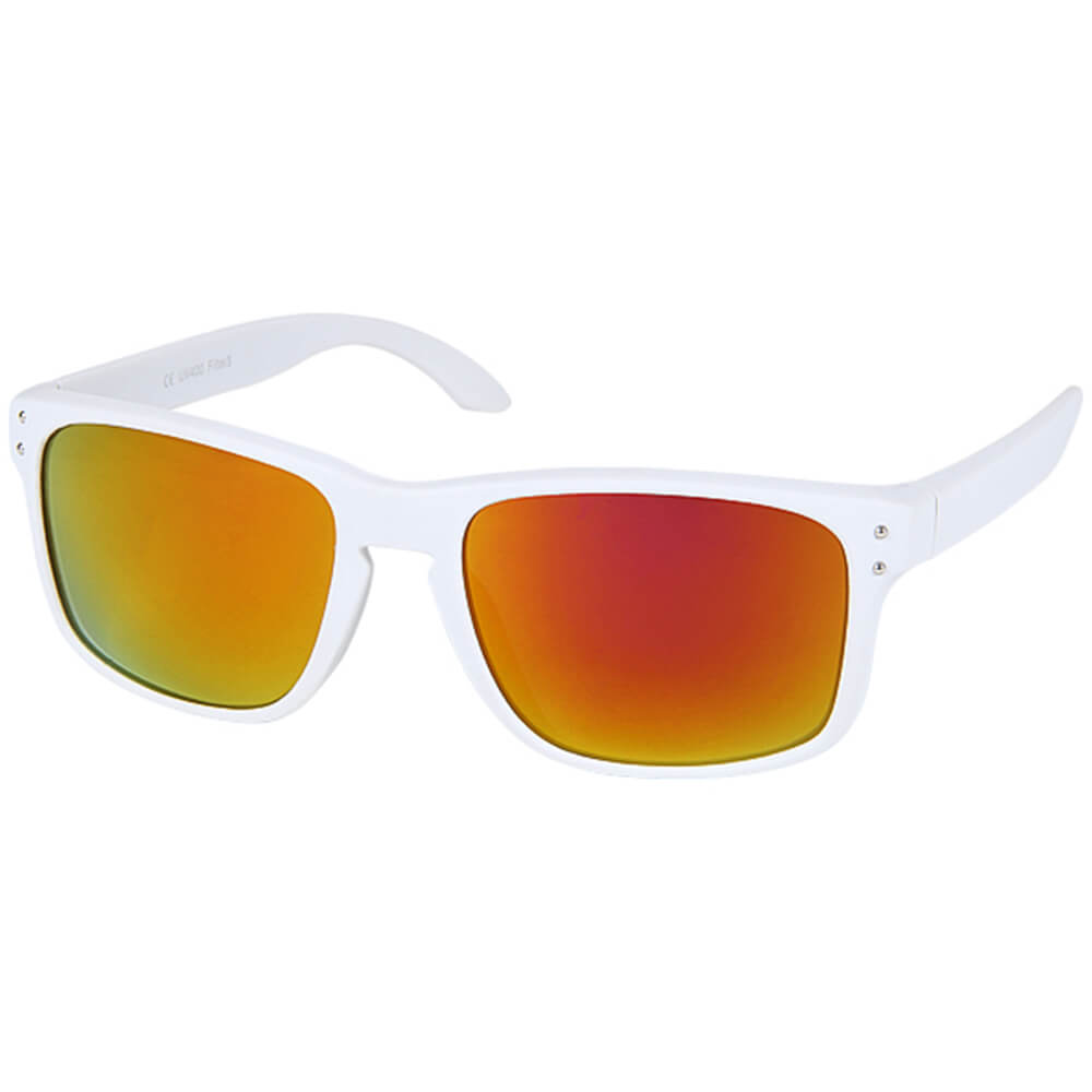 V-1213 VIPER Damen und Herren Sonnenbrille Form: Vintage Retro Farbe: matt weiß, Ziernieten