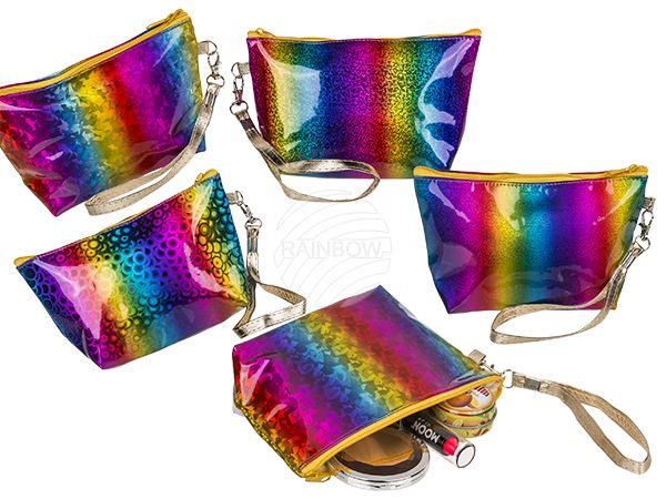 230133 Kosmetik-Beutel, Rainbow, ca. 19 x 11 cm 4-farbig sortiert, im Polybeutel mit Headercard