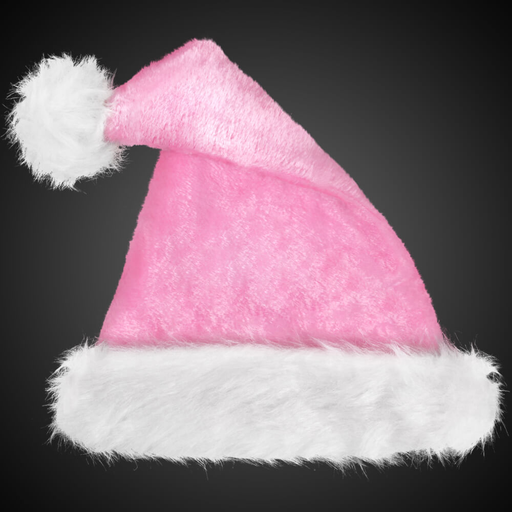 WM-92 Luxus Plüsch-Weihnachtsmütze rosa mit sehr dickem Pelzrand  