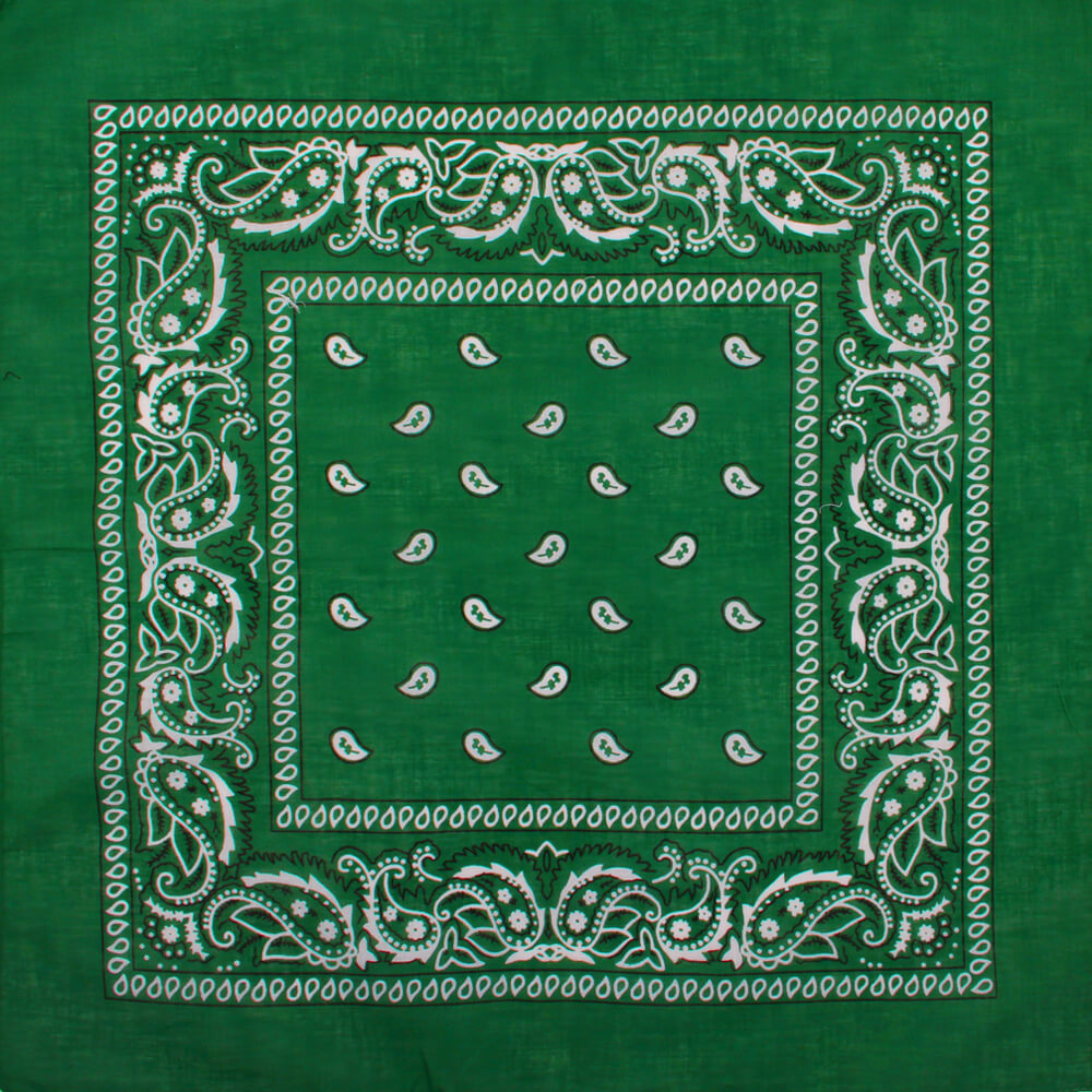 BA-059 Bandana Kopftuch Halstuch Design: Paisley Farbe: grün