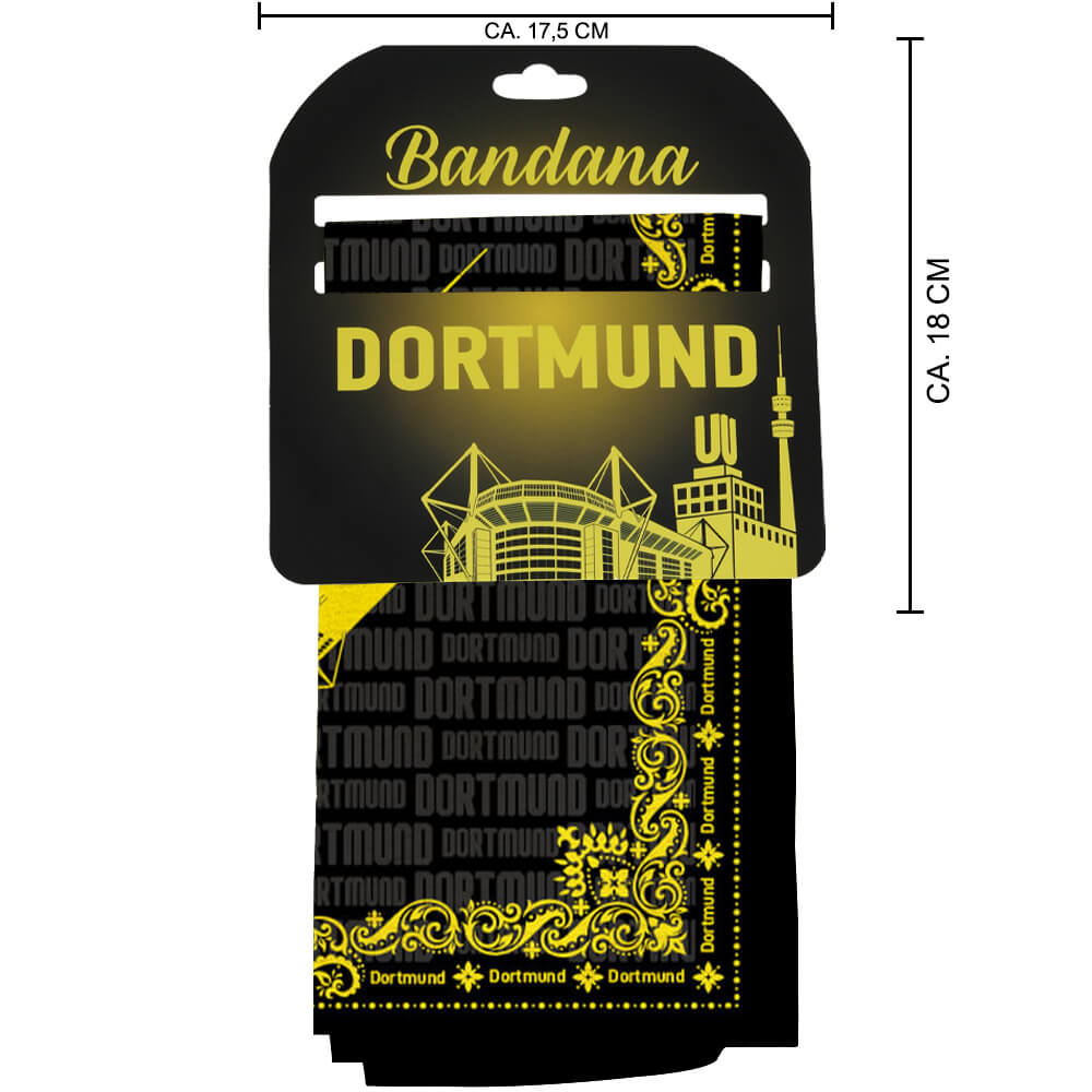 BA-308 Bandana Kopftuch Halstuch Design:Dortmund Paisley Stadion schwarz gelb