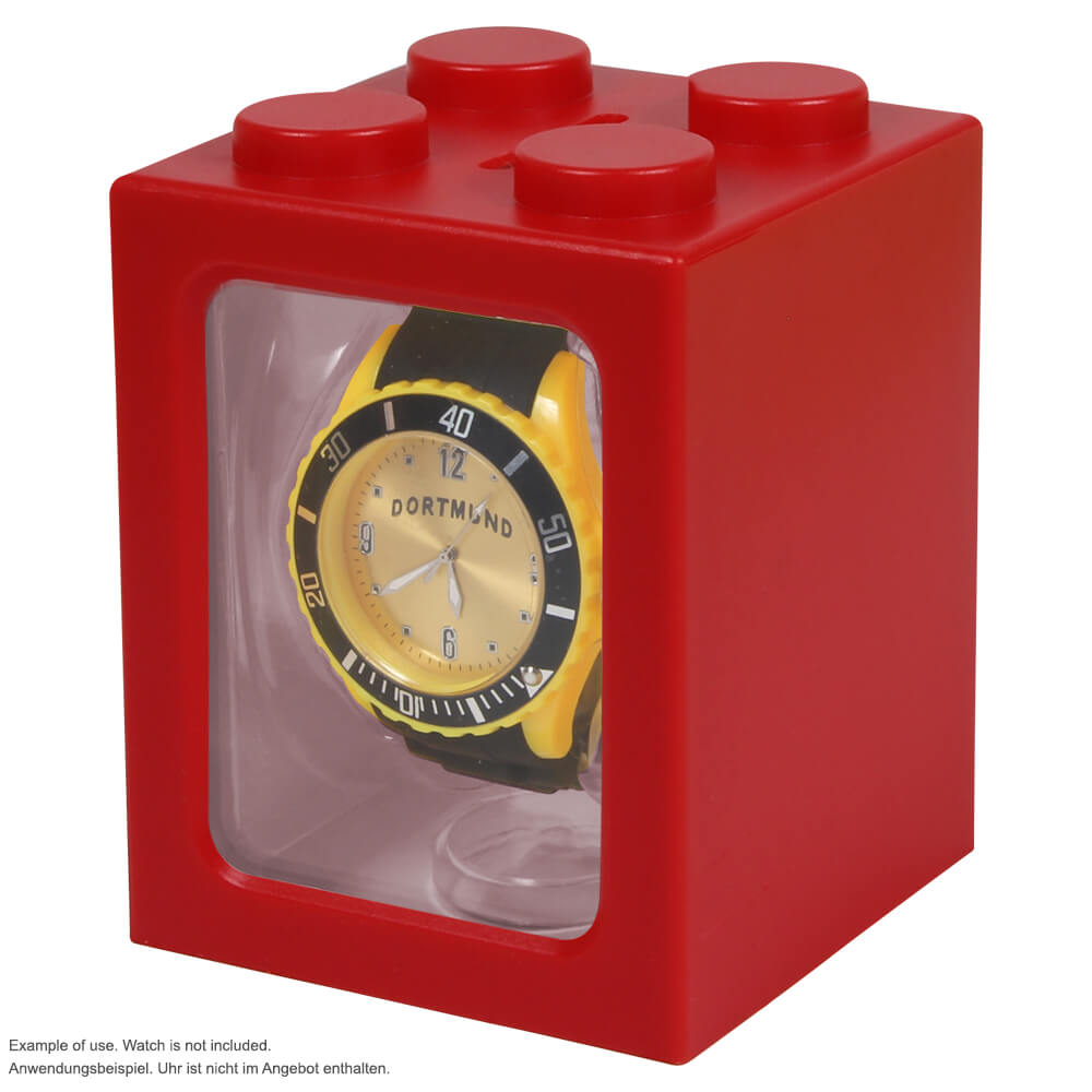 UR-box04 Geschenkbox für Armbanduhren  rot Schaukasten ca. 10 cm x 8 cm, Präsentierfenster ca. 6 cm x 8 cm