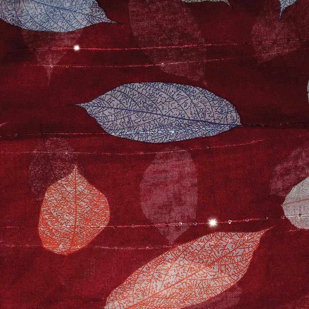 SCH-1621c Damen Loopschal mit Pailletten Pailletten Blätter floral rot