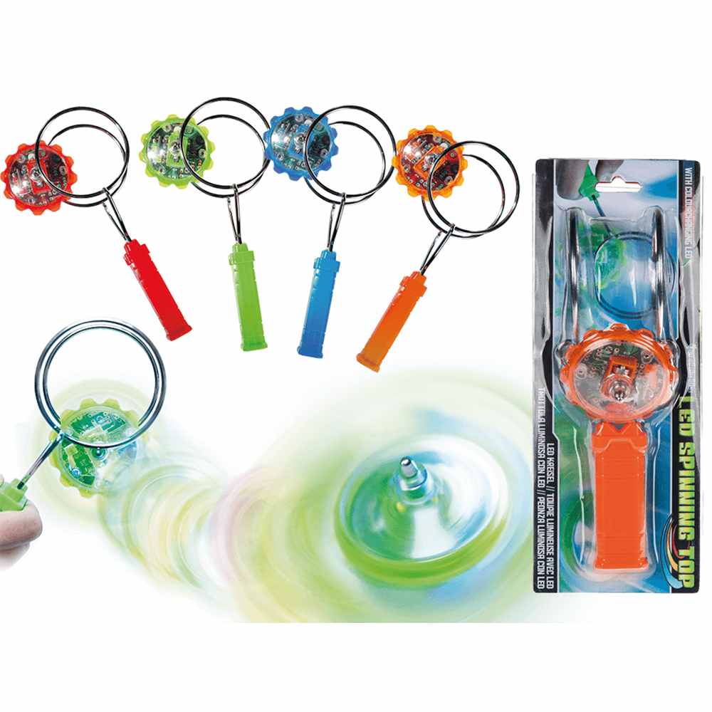 59-2111 Magnet-Kreisel mit farbwechselnder LED (inkl. Batterien) ca. 21 cm, 4-farbig sortiert, auf Blisterkarte, 672/PAL