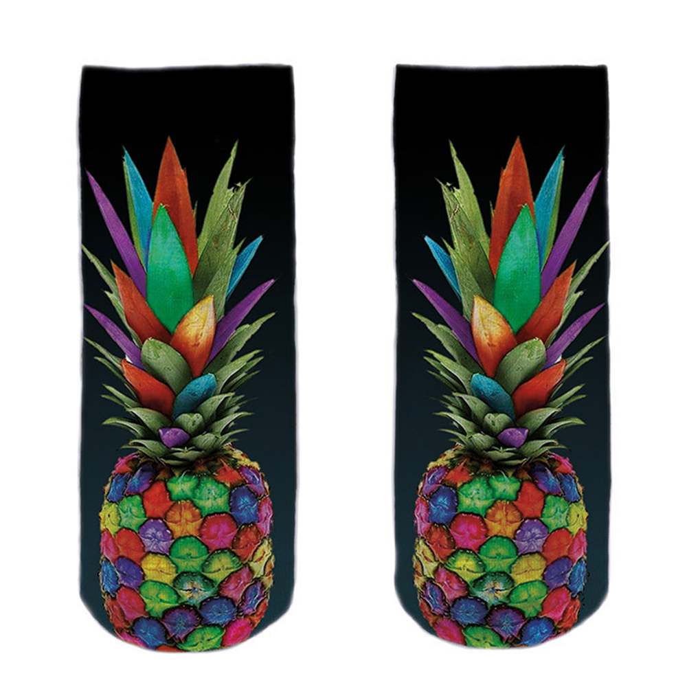 SO-L151  Motiv Socken Ananas bunt schwarz weiß ca. 37 - 40
