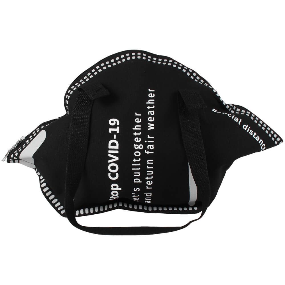 TT-c02 Shopper Einkaufstasche Strandtasche schwarz Mundschutz Maske Atemschutzmaske