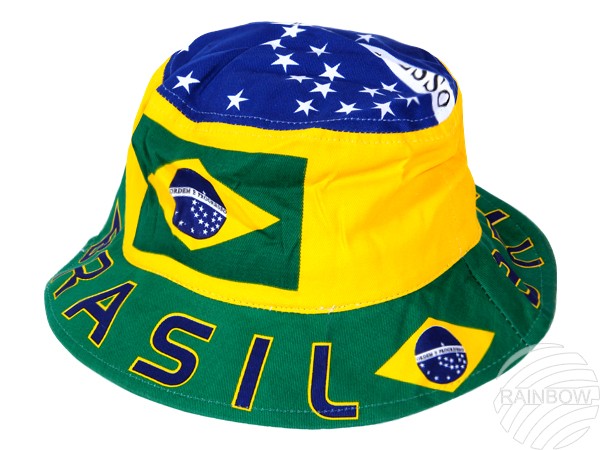 SOH-BR Hut Sommerhut Flagge Brasilien grün gelb blau weiß