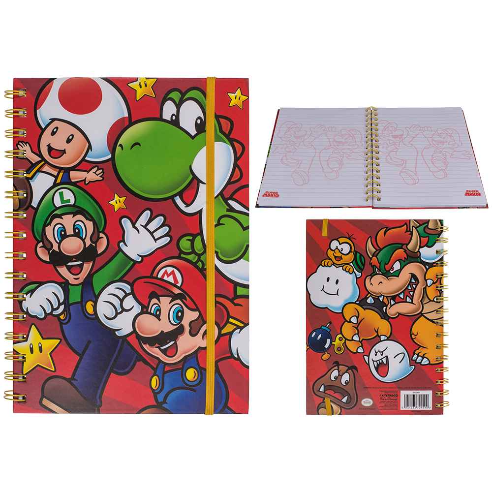 29-2893 Spiral-Buch, Super Mario, A5-Format, mit X Blatt liniert, 1200/PAL