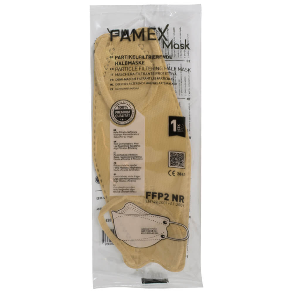 AM-1002 Famex Fisch FFP2 Atemschutzmaske Mundschutz Atemmaske Fischform Farbe: beige