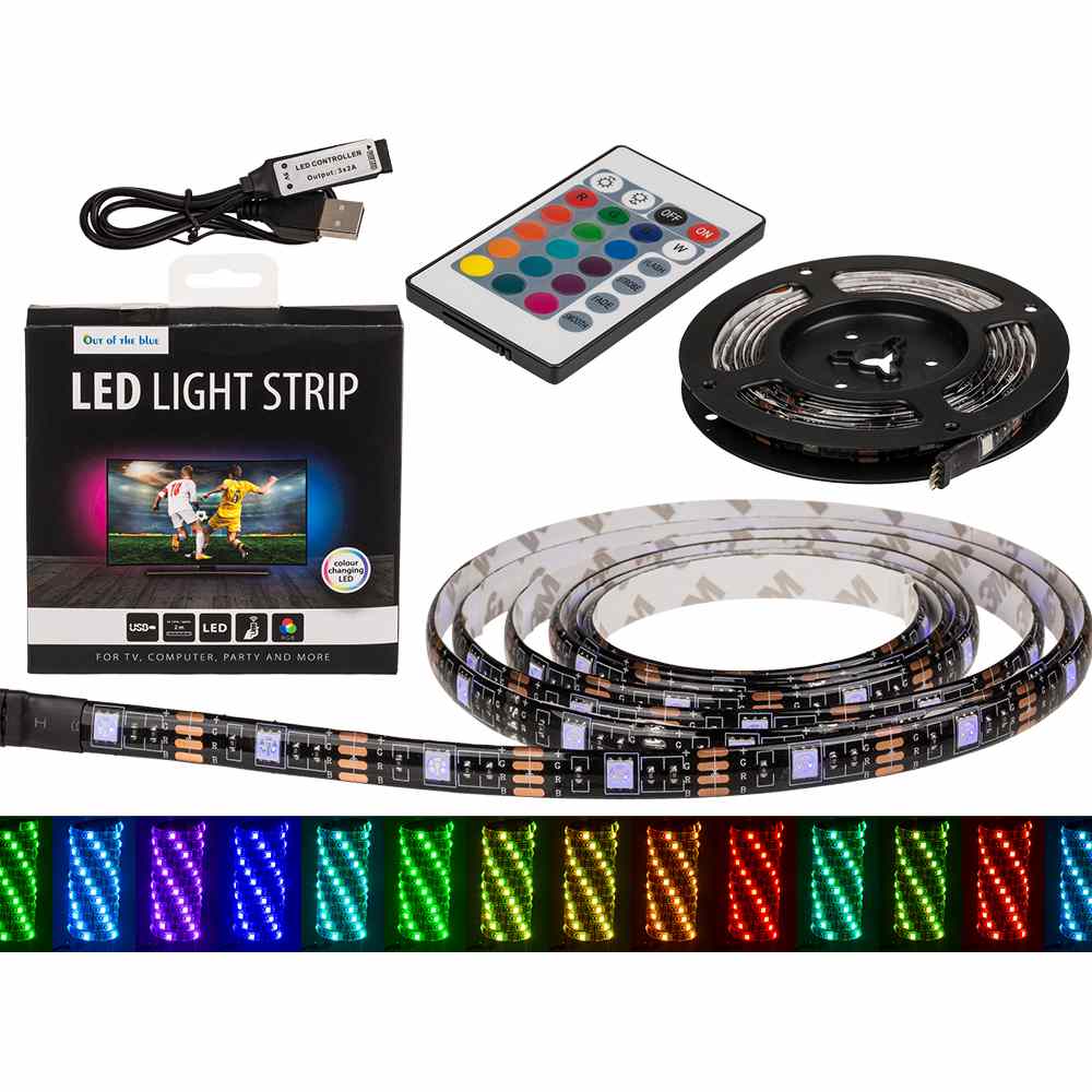 57-8815 Leuchtstreifen mit farbwechselnder LED, L: 2 m,  mit Fernbedienung, im Geschenkkarton, 1056/PAL
