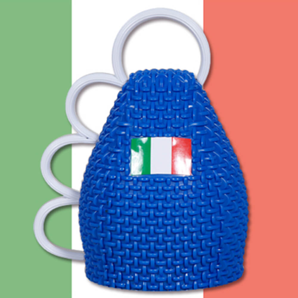 CAX-IT01 Caxirola (Jubel Rassel) Italien mit Flagge blau ca. 13 x 10 cm