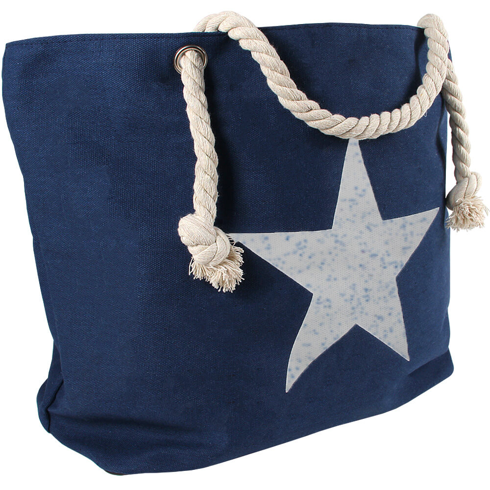 TT-m30 Shopper Einkaufstasche Strandtasche blau Stern