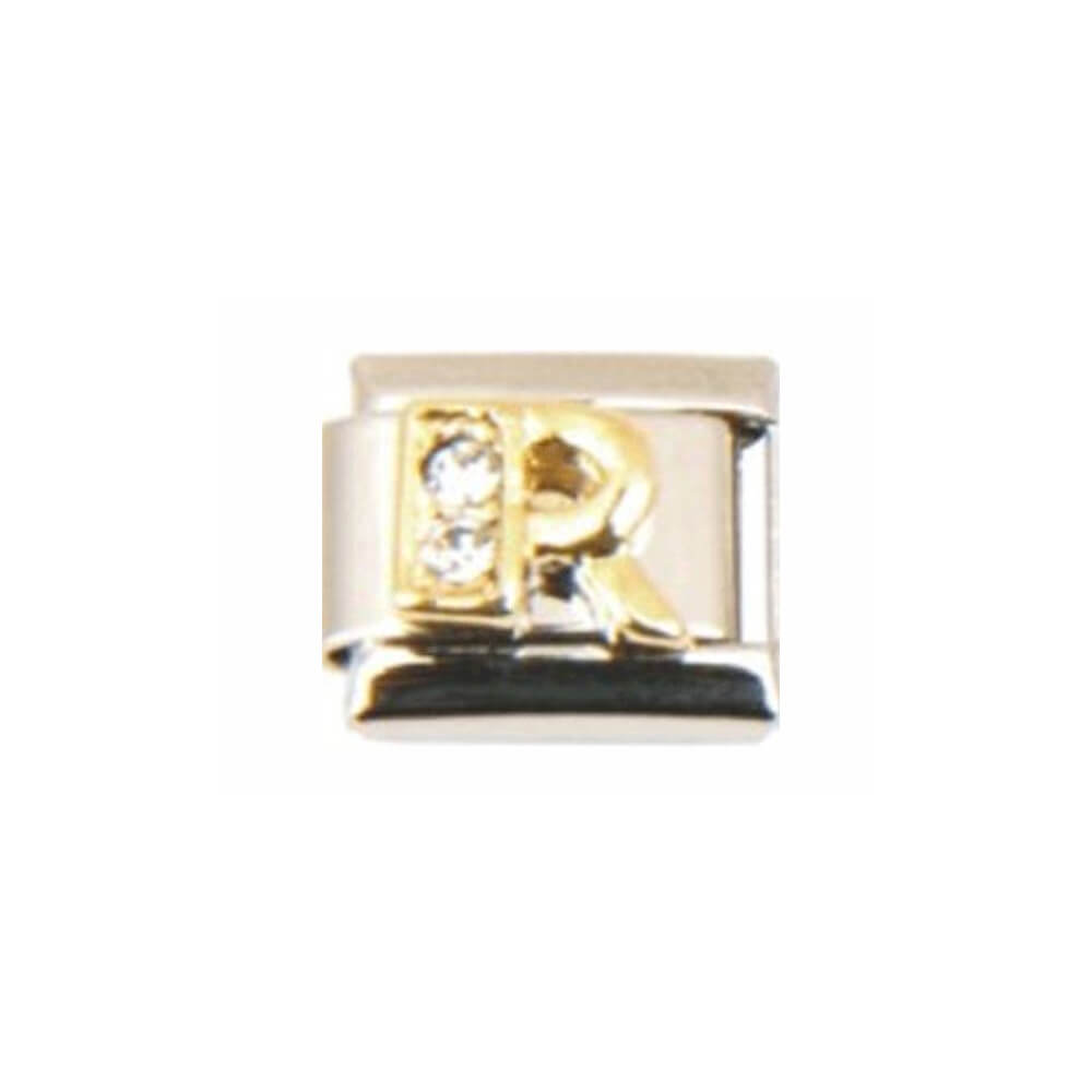N-R1 Italian Charm mit Motiv Buchstabe R Silber Gold