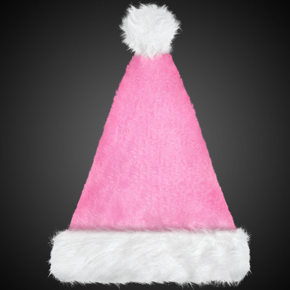 WM-92 Luxus Plüsch-Weihnachtsmütze rosa mit sehr dickem Pelzrand  