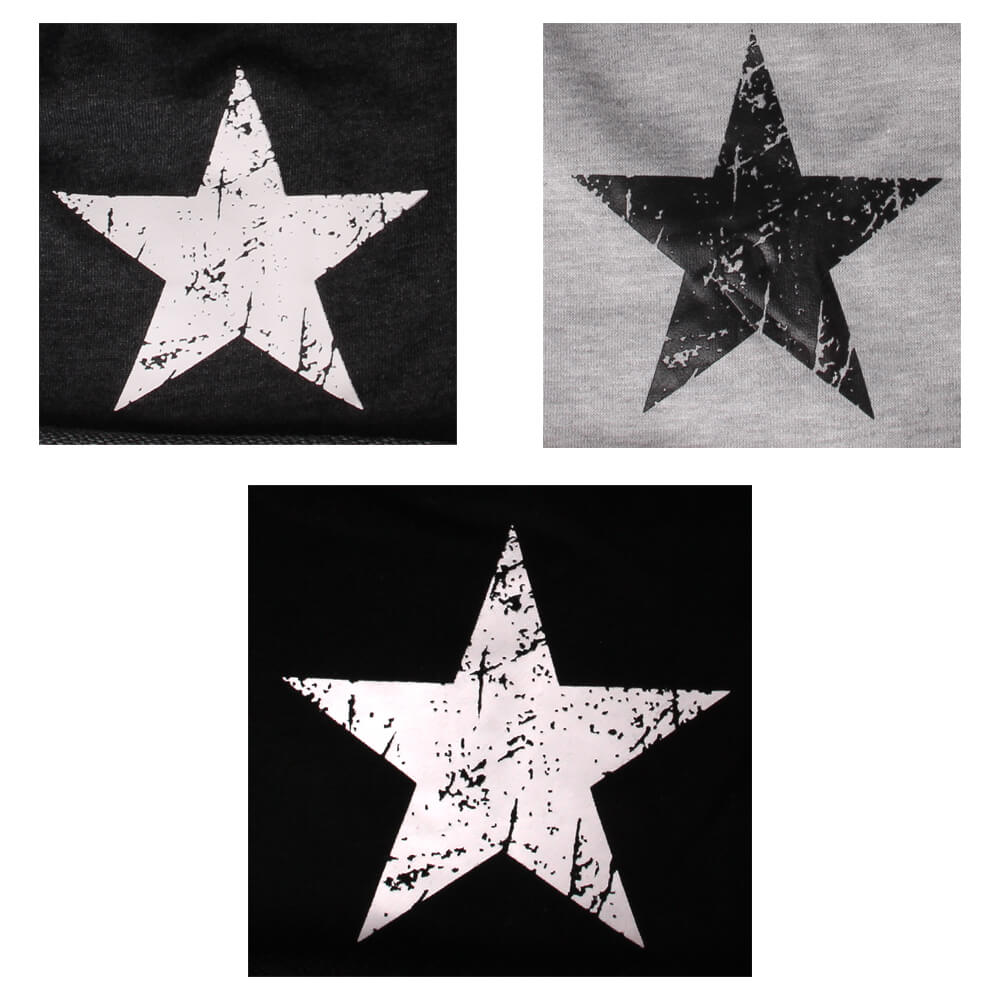 SM-460 Long Beanie Slouch Mütze schwarz weiß grau sortiert Sterne