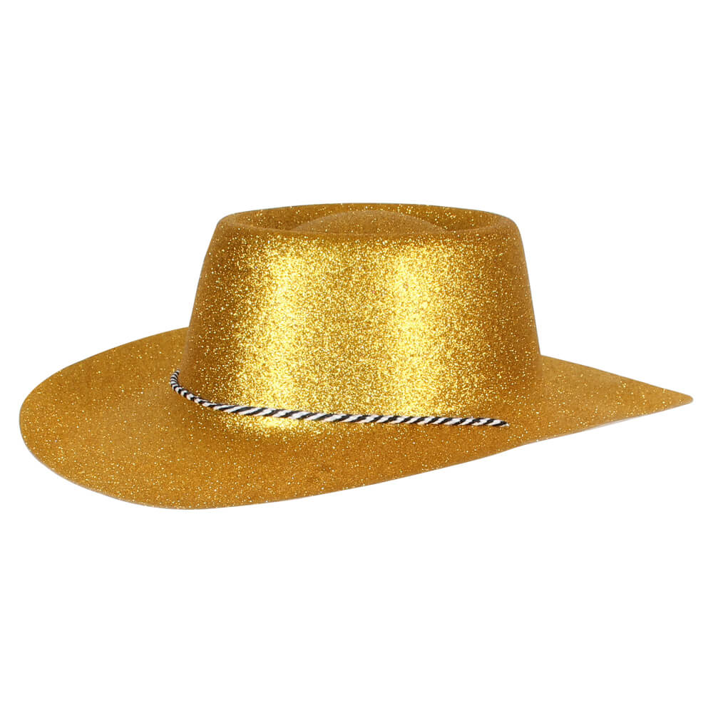 CW-52 Cowboyhüte Hüte gold glitzernd ca. 38 x 35 cm