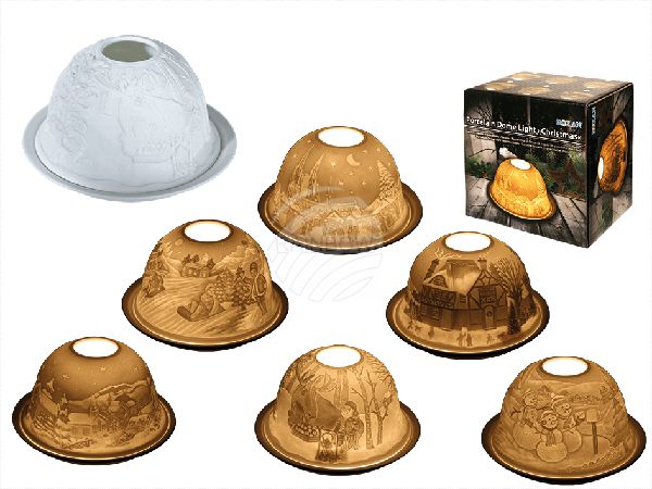 950060 Porzellan-Dome Light, Weihnachten, ca. 12 x 7,5 cm, 6-fach sortiert, in Geschenkpackung, 576/PAL