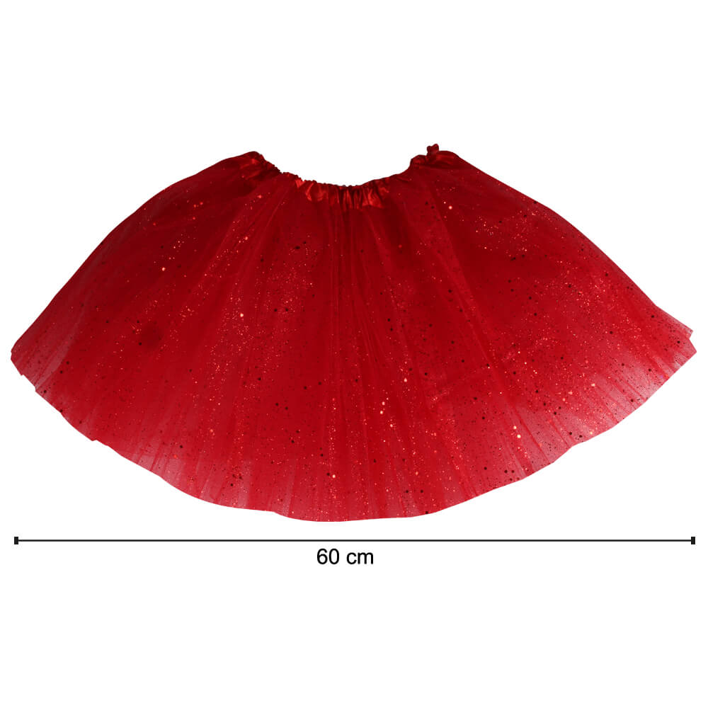 TUT-010 Tutu Petticoat Unterrock rot Glitzer ca. 60 cm