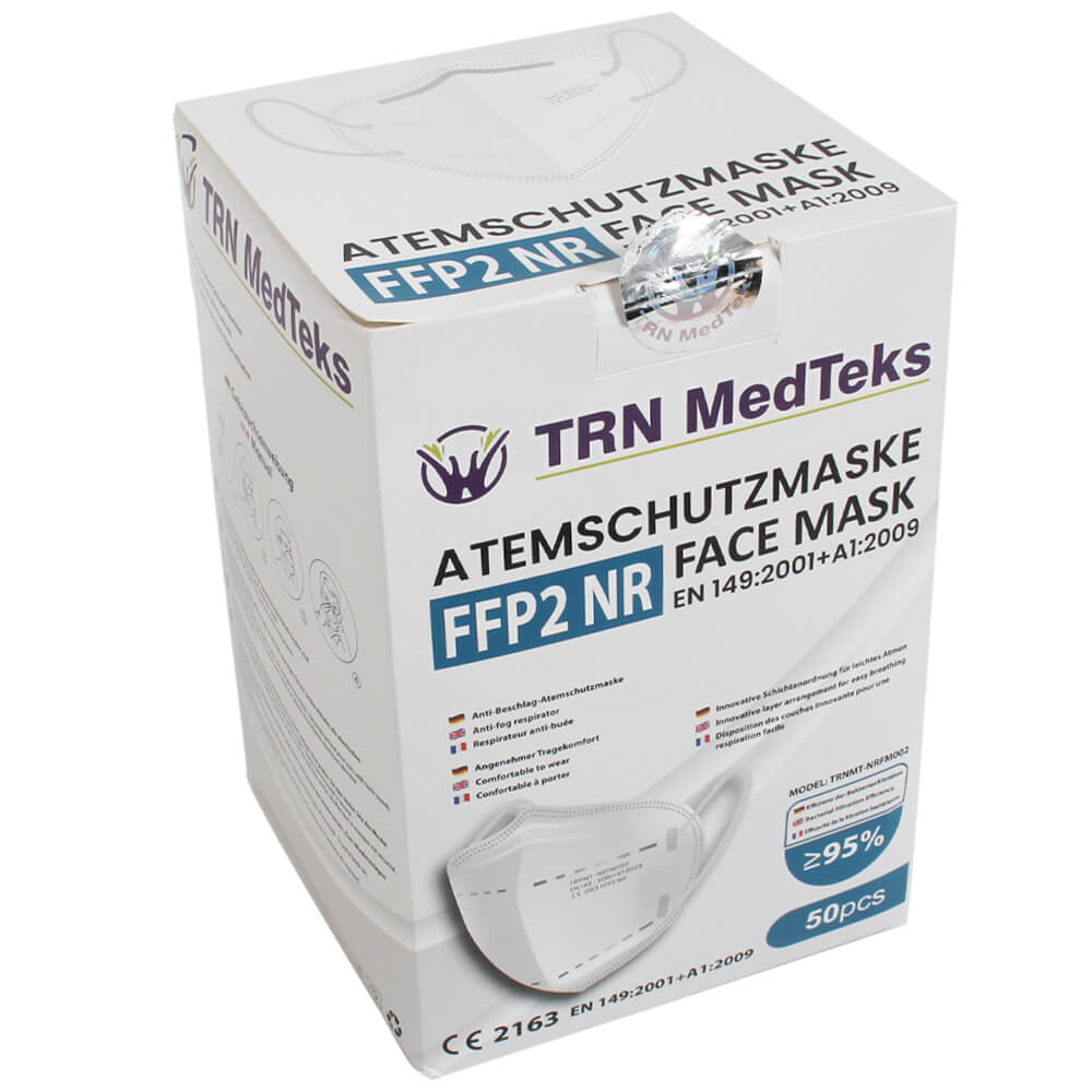 AM-029 FFP2 Maske TRN MedTeks Atemschutzmaske Mundschutz Schutzmaske 50 Stück in einer Box, einzeln verpackt