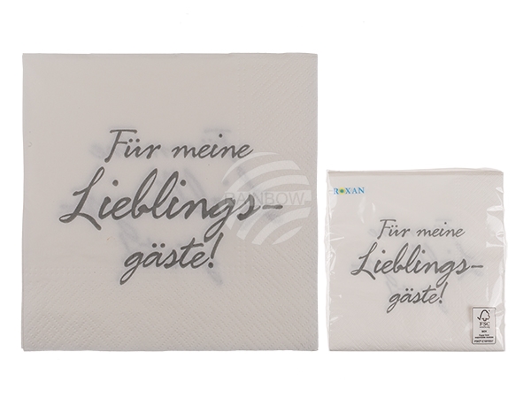 145270 Weiß/Graue Papier-Servietten, Für meine Lieblingsgäste!, ca. 33 x 33 cm, 3-lagig, 20 Stück im Polybeutel, 1680/PAL