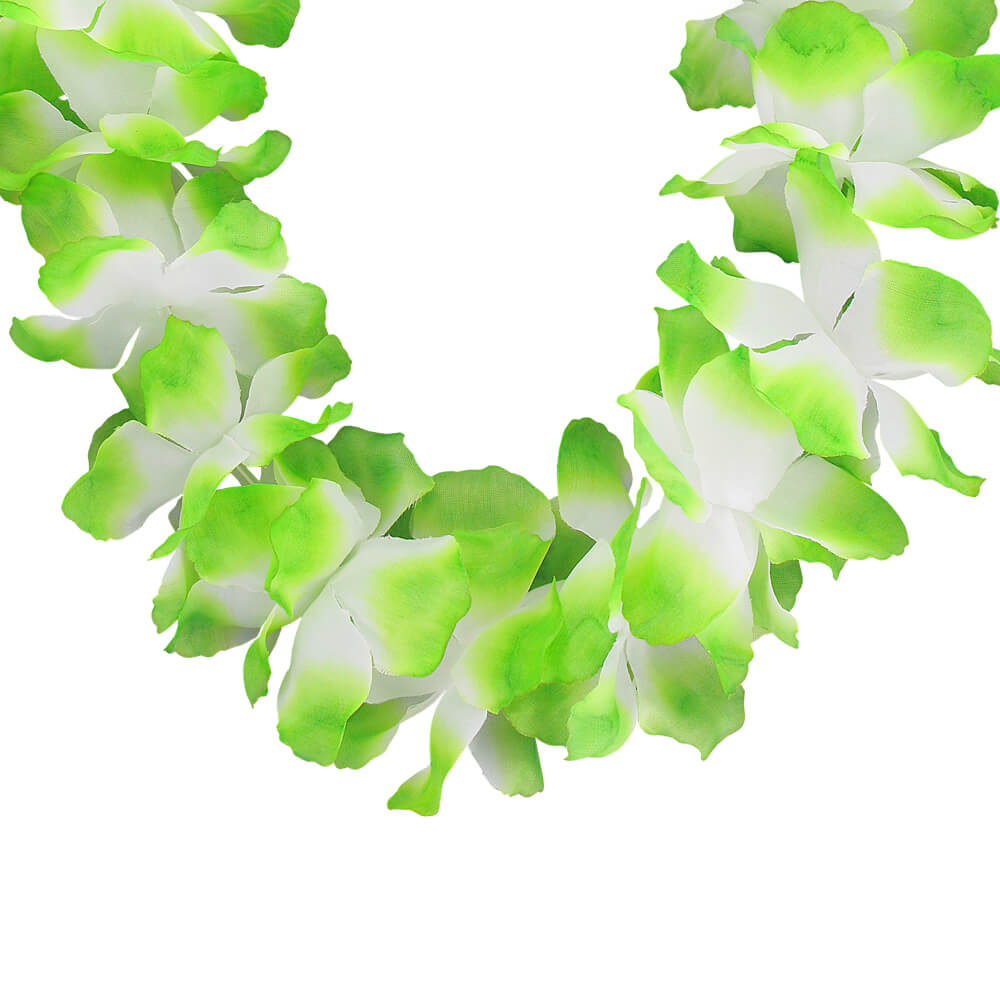 HKm-25 Hawaii Blumenkette MAXI  grün weiß  Länge:  ca. 100 cm