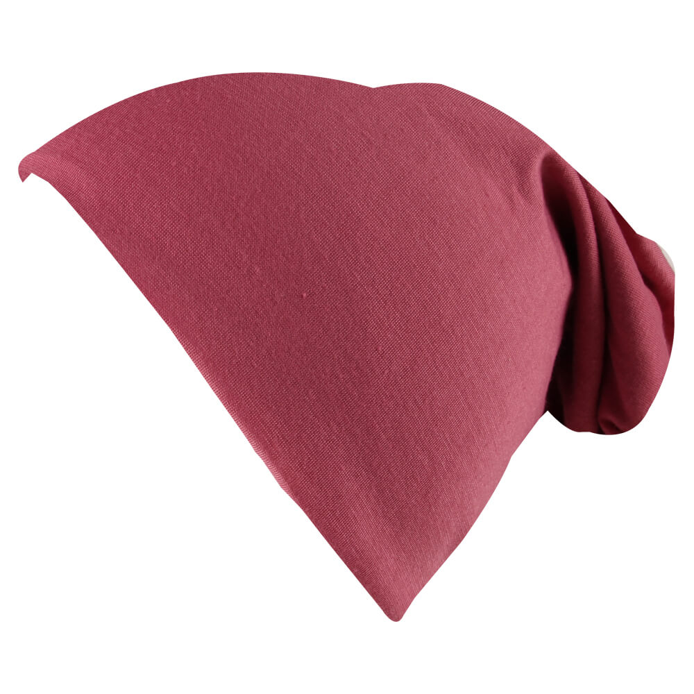 SM-441a Long Beanie Slouch Mütze rosa lachsfarben einfarbig 
