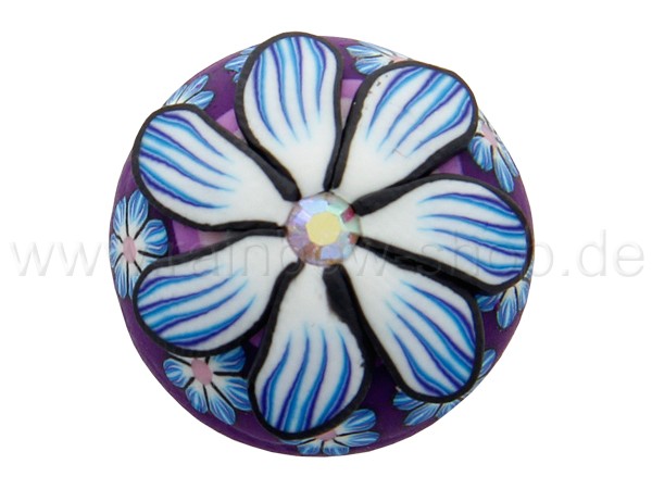 A-ch222 Chunk Button Design: Blume Farbe: weiss blau