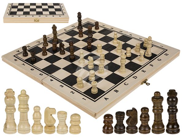 63-3058 Holz-Brettspiel, Schach, ca. 34 x 34 cm, im Geschenkkarton, 504/PAL