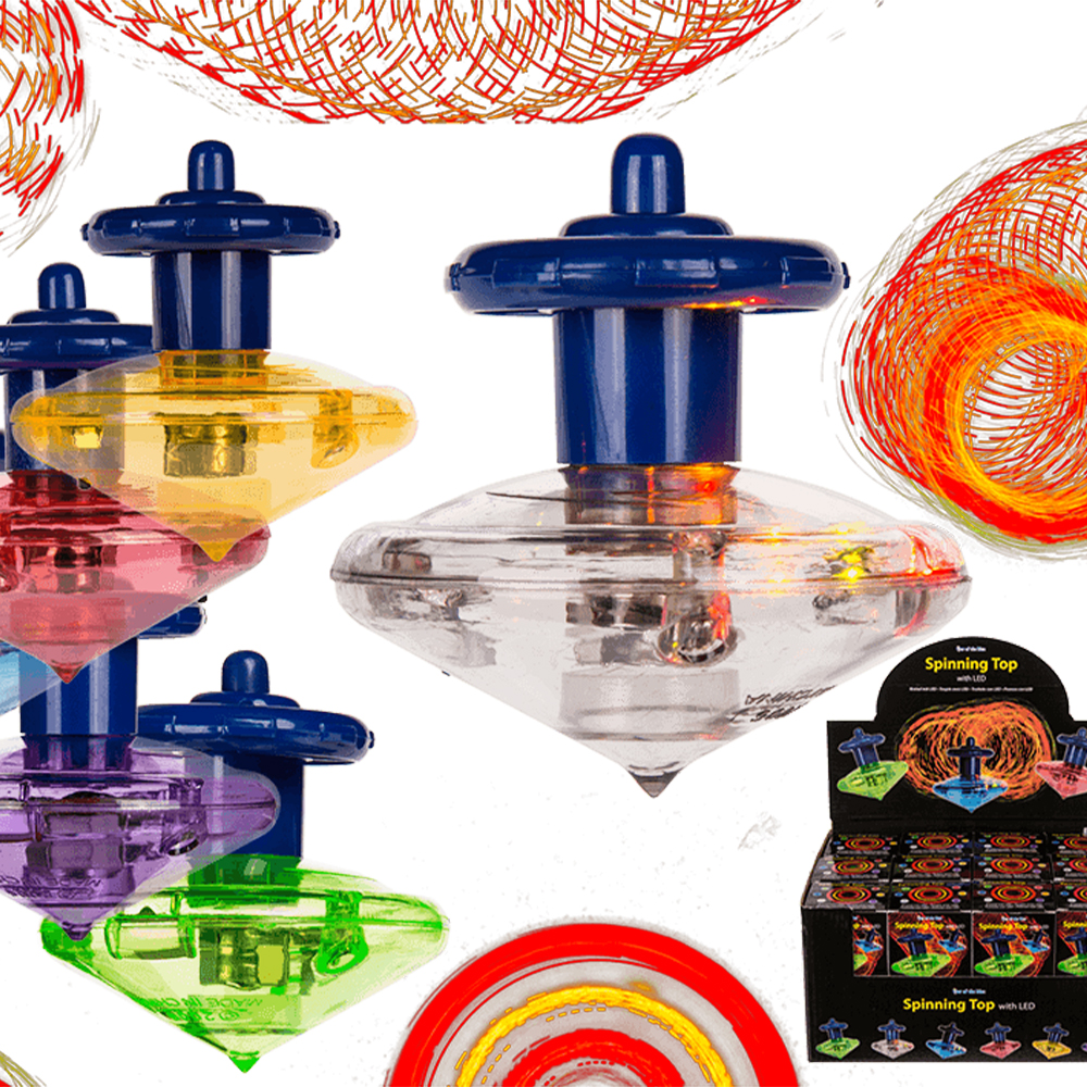 60-1114 Kreisel, Colours II, mit LED (inkl. Batterien) ca. 5,5 cm, 6-farbig sortiert, 24 Stück im Display