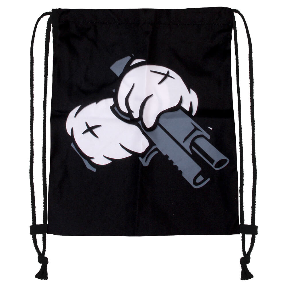 RU-147 Gymbag, Gymsac Design: Waffe wird geladen Farbe: schwarz, weiss, grau