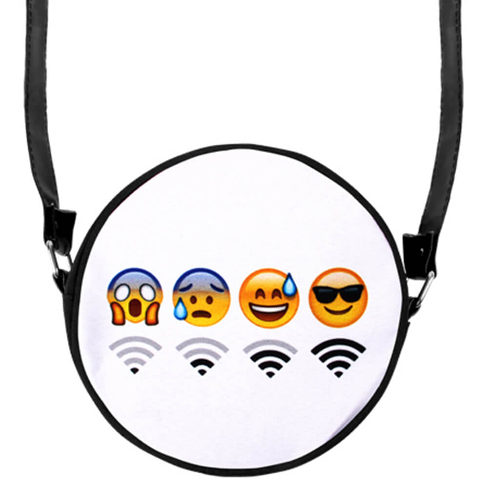 HT-036 Runde Motiv-Handtasche "WiFi Emotikons"