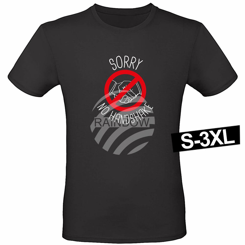 Shirt-001 Motiv T-Shirt Shirt Sorry No Handshake Schwarz