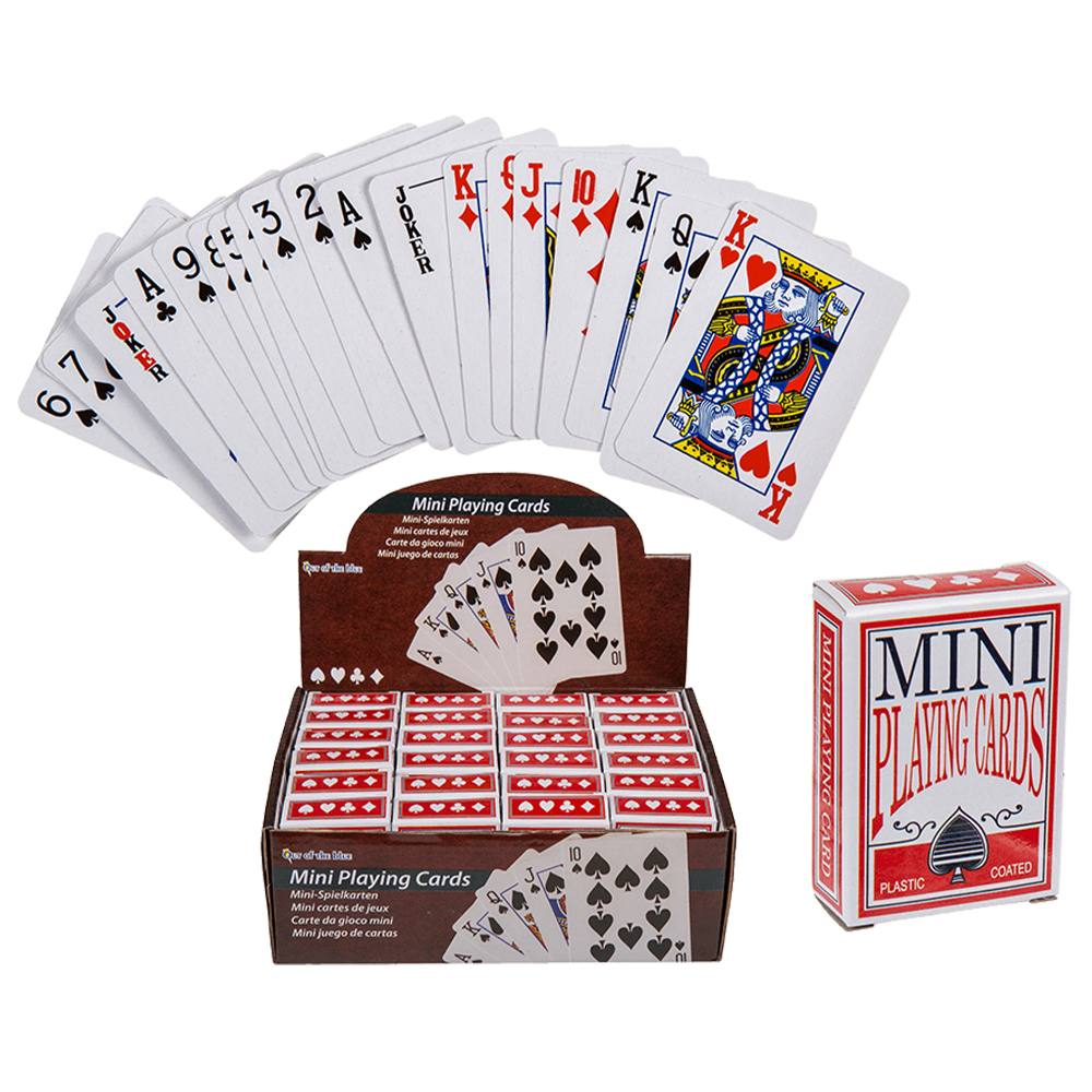 76-5621 Mini-Spielkarten, Poker, ca. 6 x 4 cm, 54 Karten pro Blatt, 24 Stück im Display, 16128/PAL