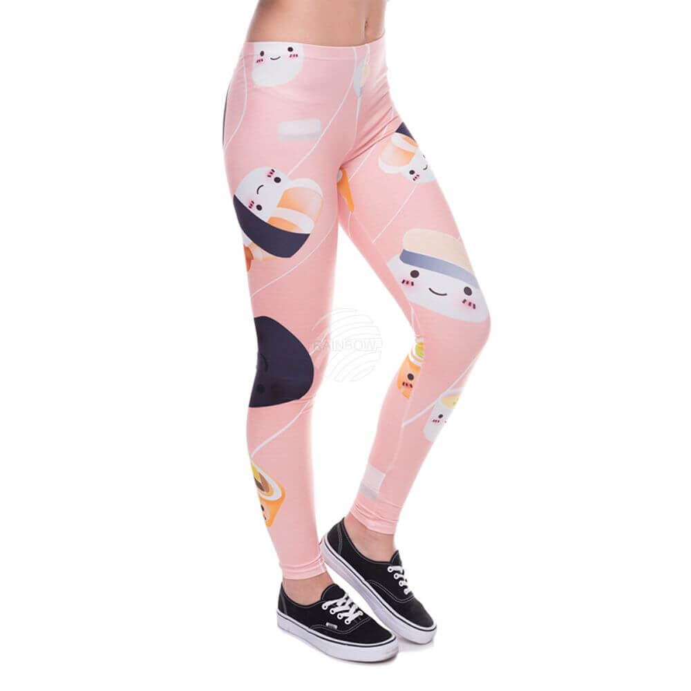 LEG-106 Damen Motiv Leggings Design: Gefäße mit Gesicht Farbe: apricot