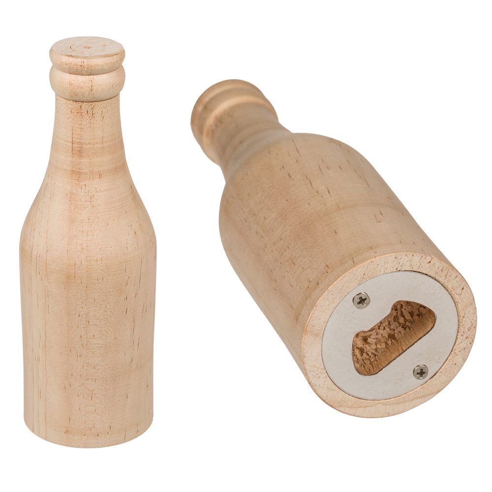79-4961 Metall-Flaschenöffner mit Holzgriff, Flasche, ca. 16,5 cm, im Geschenkkarton
