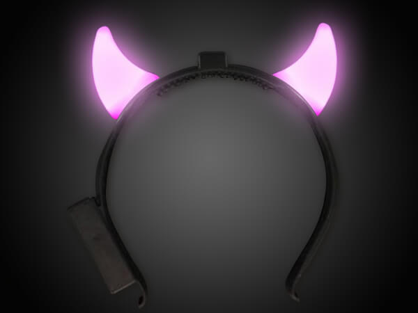 LH-thk02 LED Leuchthaarreifen pink Motiv: kurze Teufelshörner